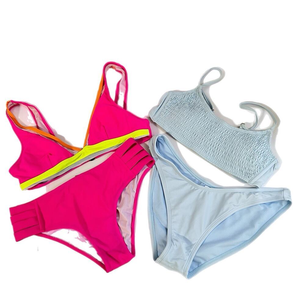 Lot Of 2 Wild Fable Bikini Sets Medium Blue Pink Beach Chic